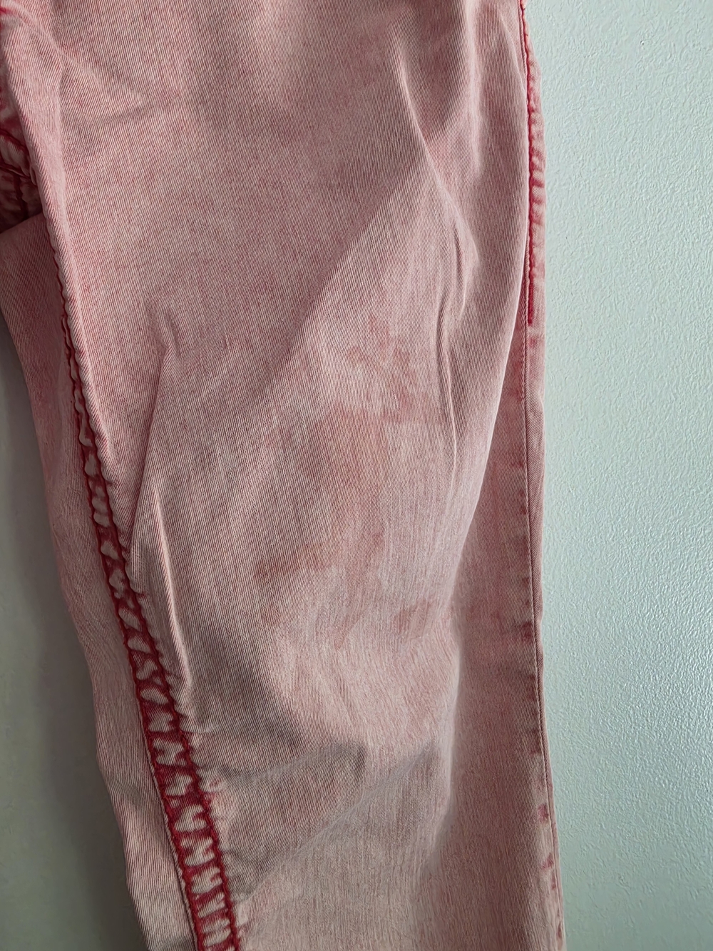 True Religion Big T Skinny Jeans Red Pink Acid Wash Contrast Stitch 31 Stretch - Picture 8 of 12